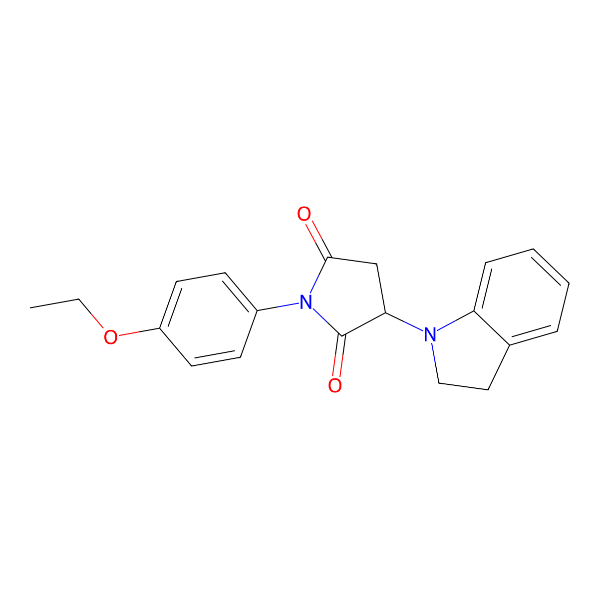 3-(2,3-dihydro-1H-indol-1-yl)-1-(4-ethoxyphenyl)pyrrolidine-2,5-dione molecular structure, CAS 701218-07-7