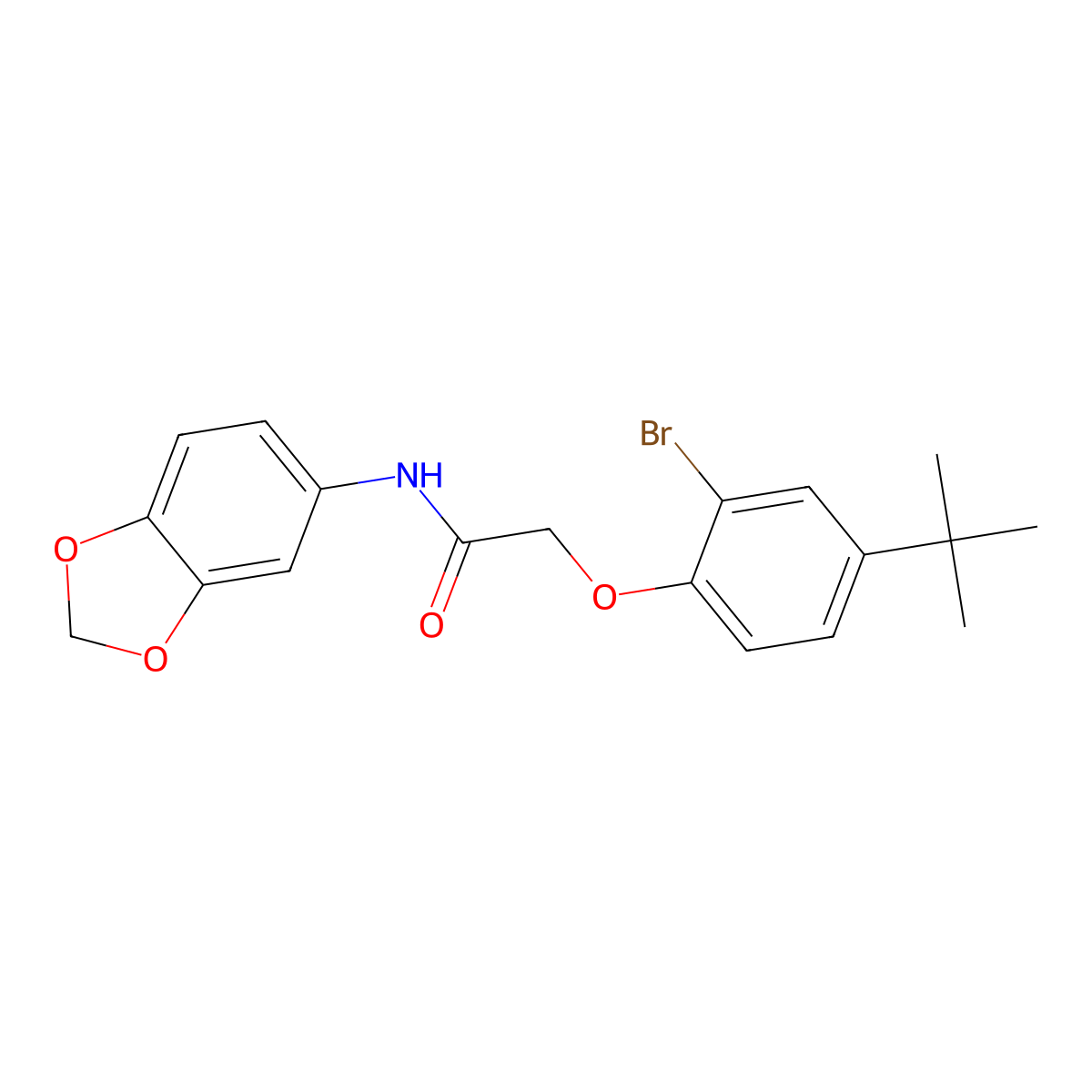 N-(1,3-benzodioxol-5-yl)-2-(2-bromo-4-tert-butylphenoxy)acetamide molecular structure, CAS 701218-08-8
