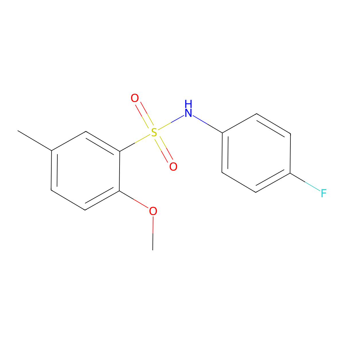 N-(4-fluorophenyl)-2-methoxy-5-methylbenzenesulfonamide molecular structure, CAS 701218-22-6