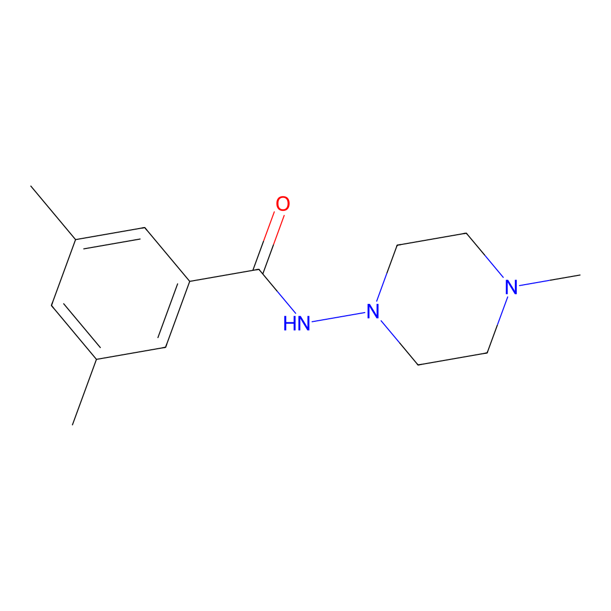 3,5-dimethyl-N-(4-methylpiperazin-1-yl)benzamide molecular structure, CAS 701218-26-0