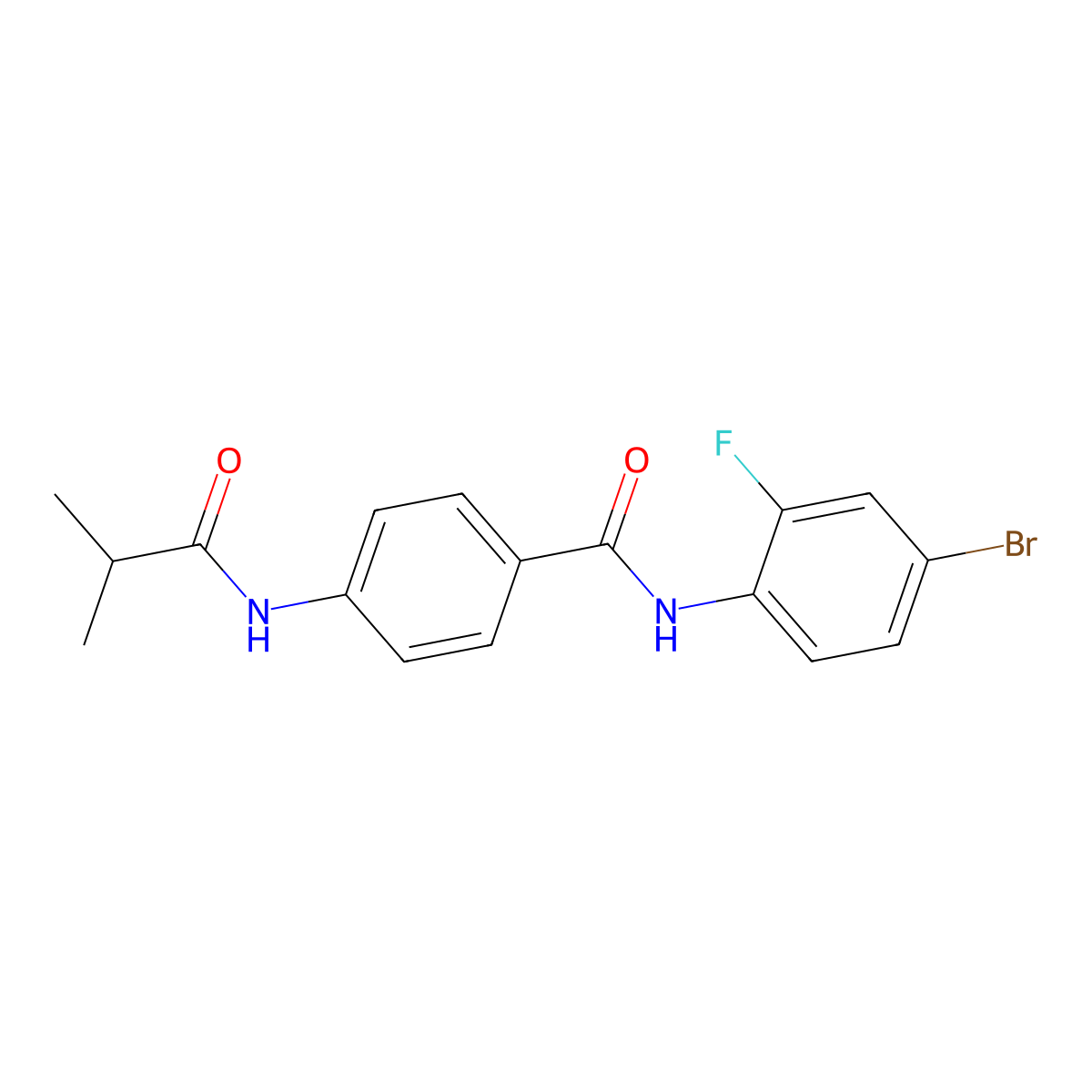 N-(4-bromo-2-fluorophenyl)-4-(2-methylpropanoylamino)benzamide molecular structure, CAS 701218-33-9