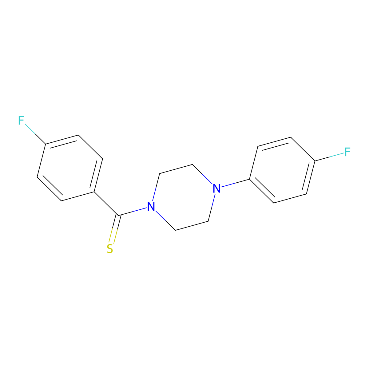 (4-Fluorophenyl)[4-(4-fluorophenyl)piperazin-1-yl]methanethione molecular structure, CAS 701218-63-5