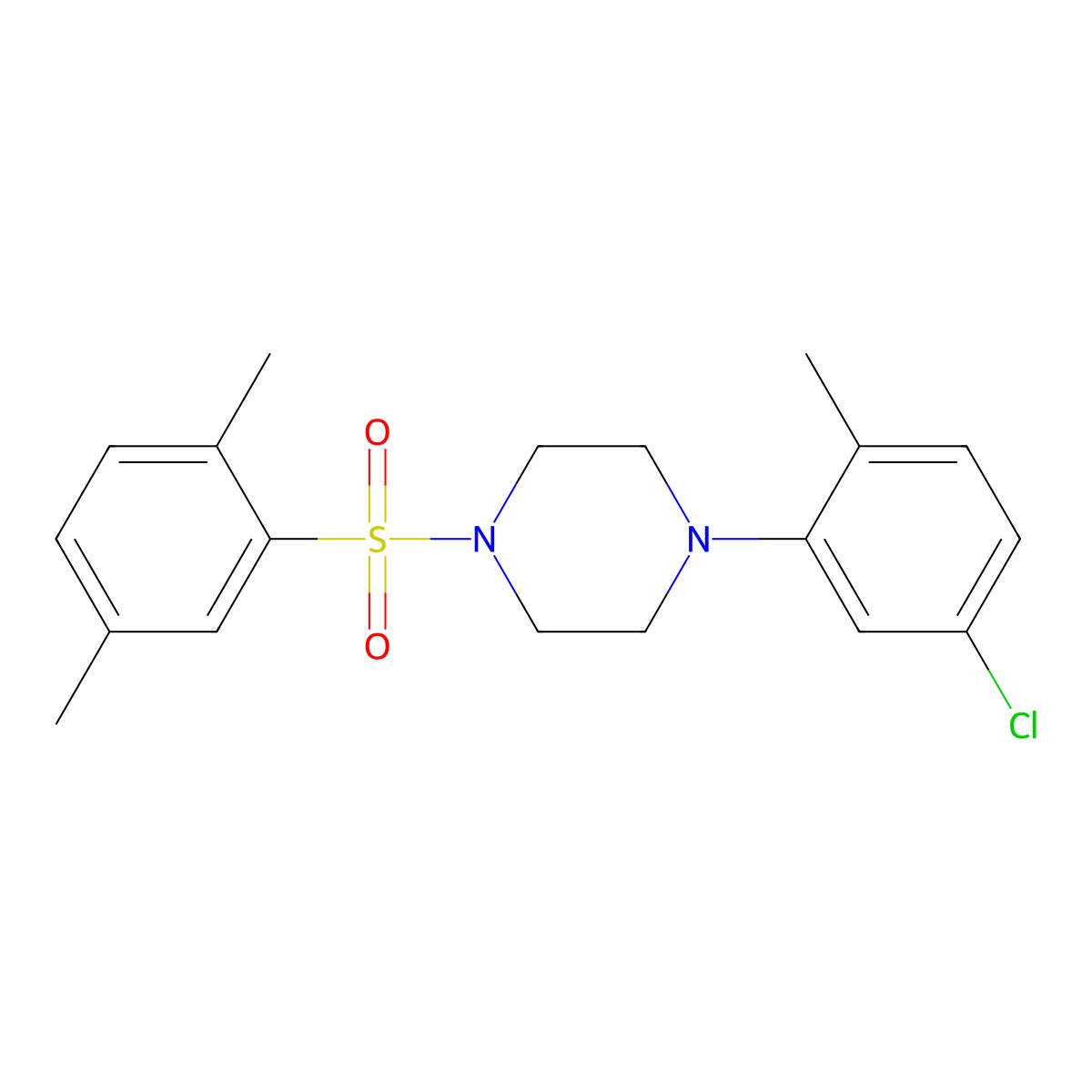 1-(5-Chloro-2-methylphenyl)-4-(2,5-dimethylbenzenesulfonyl)piperazine molecular structure, CAS 701218-73-7
