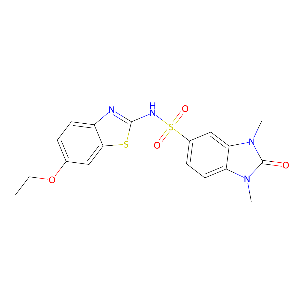 N-(6-ethoxy-1,3-benzothiazol-2-yl)-1,3-dimethyl-2-oxo-5-benzimidazolesulfonamide molecular structure, CAS 701218-75-9