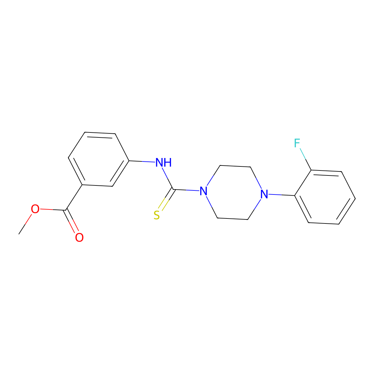 Methyl 3-({[4-(2-fluorophenyl)piperazin-1-yl]carbonothioyl}amino)benzoate molecular structure, CAS 701218-84-0