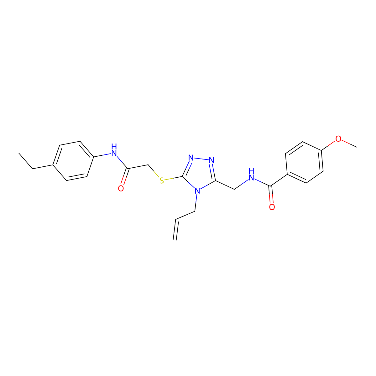 N-[[5-[2-(4-ethylanilino)-2-oxoethyl]sulfanyl-4-prop-2-enyl-1,2,4-triazol-3-yl]methyl]-4-methoxybenzamide molecular structure, CAS 701218-92-0