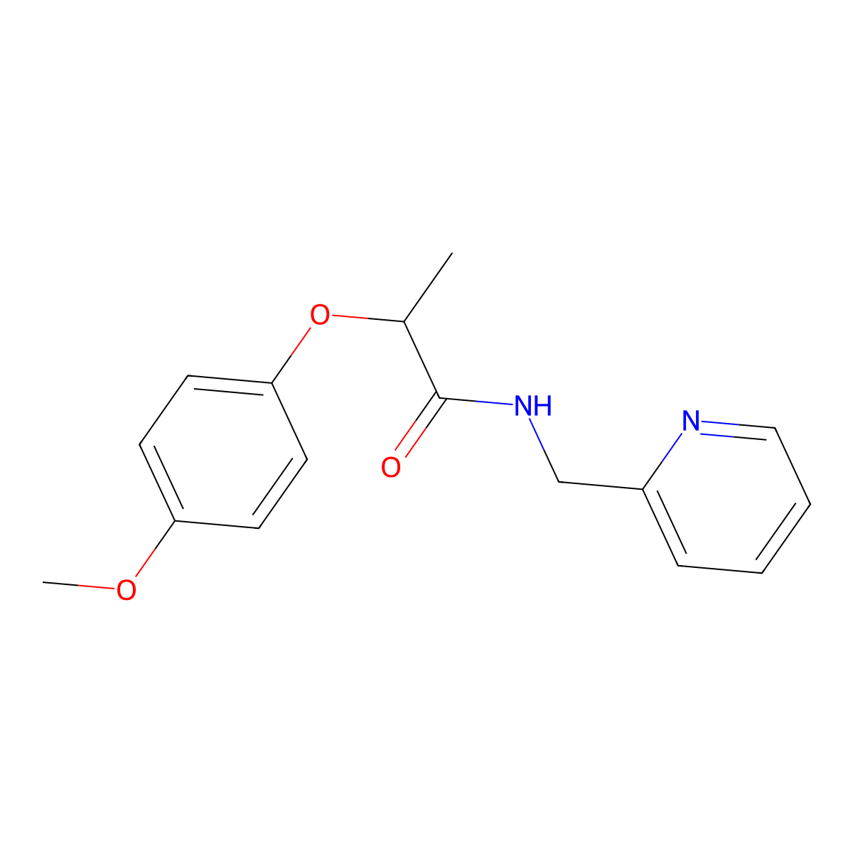 2-(4-methoxyphenoxy)-N-(pyridin-2-ylmethyl)propanamide molecular structure, CAS 701218-98-6