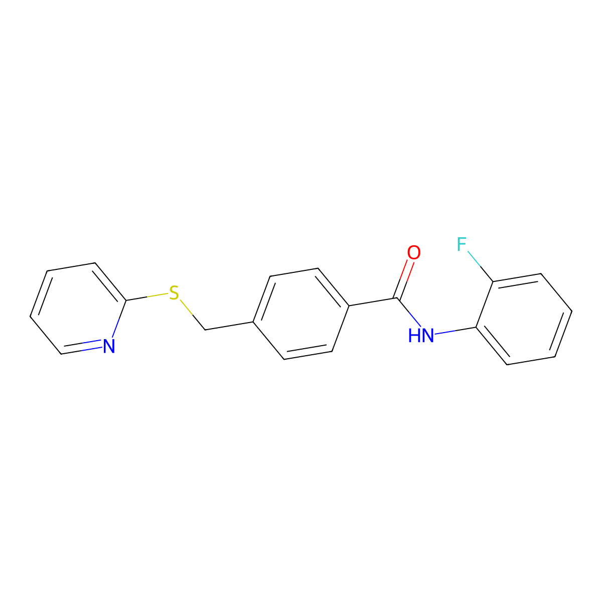 N-(2-fluorophenyl)-4-(pyridin-2-ylsulfanylmethyl)benzamide molecular structure, CAS 701219-19-4