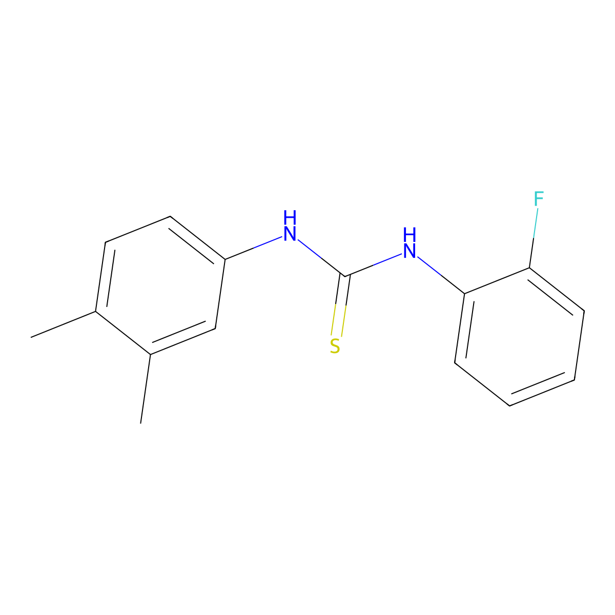 1-(3,4-Dimethylphenyl)-3-(2-fluorophenyl)thiourea molecular structure, CAS 701219-20-7