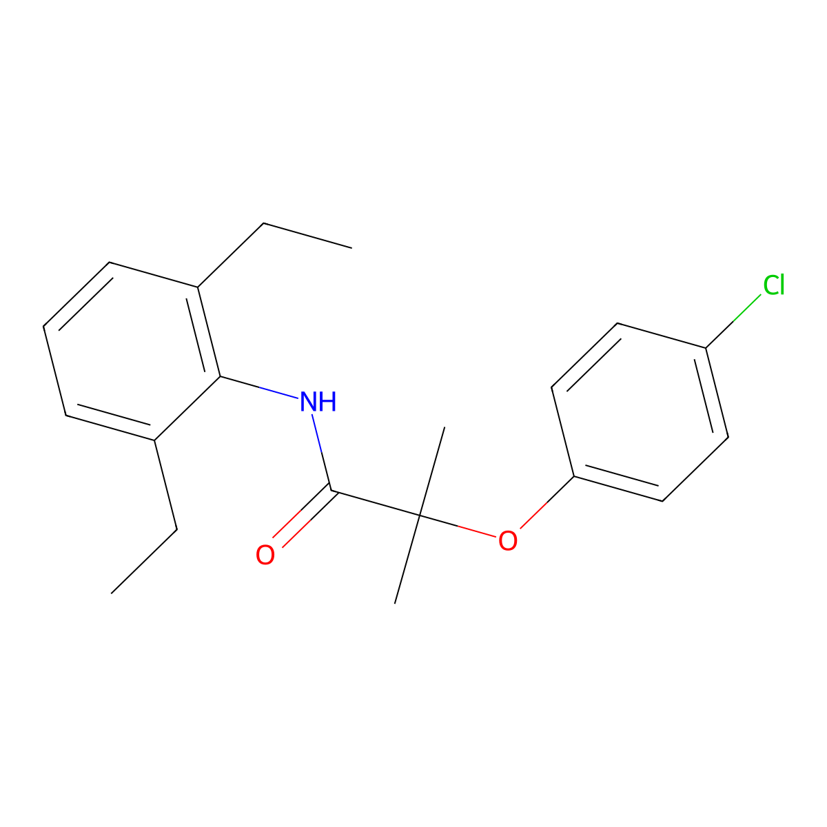 2-(4-chlorophenoxy)-N-(2,6-diethylphenyl)-2-methylpropanamide molecular structure, CAS 701219-38-7