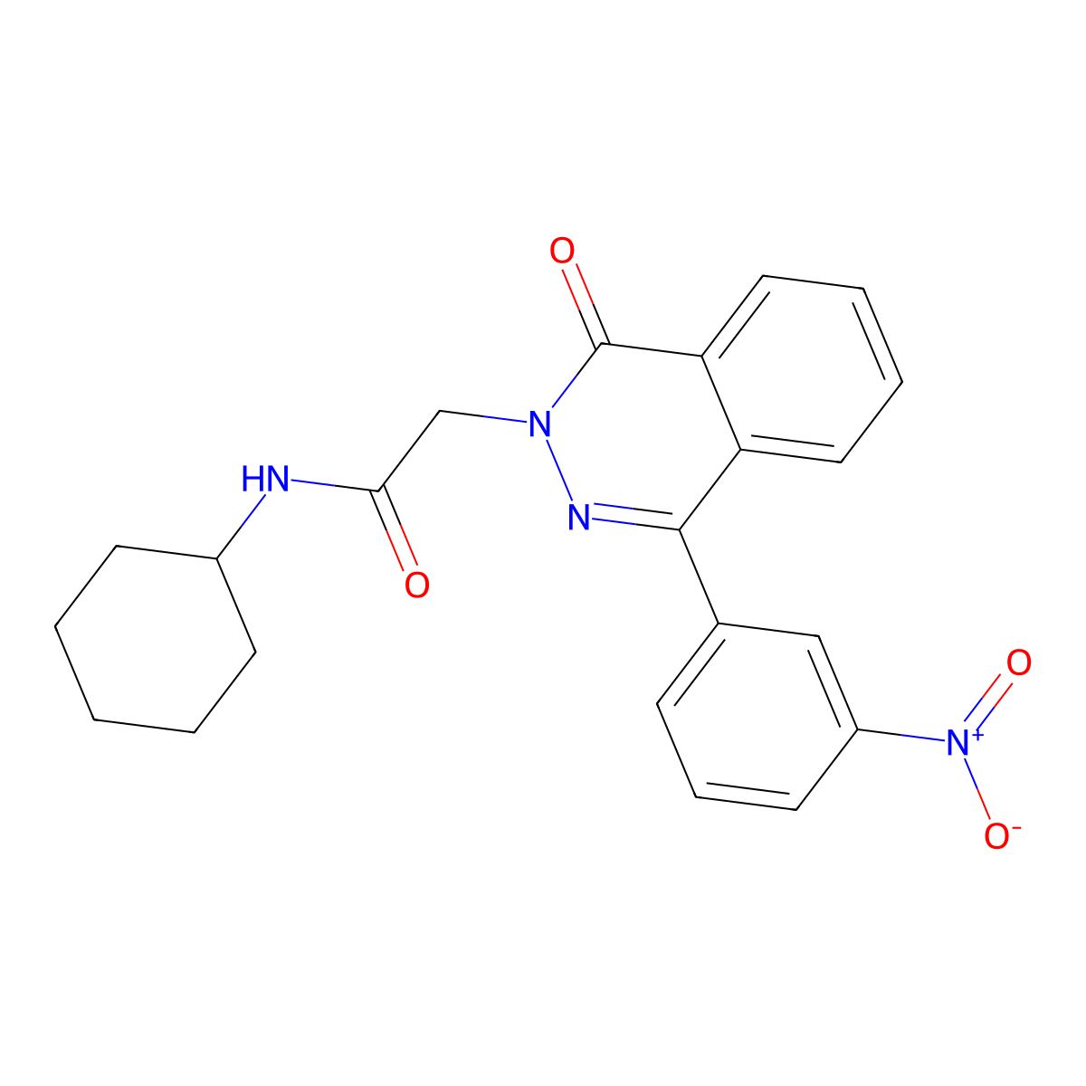 N-cyclohexyl-2-[4-(3-nitrophenyl)-1-oxophthalazin-2-yl]acetamide molecular structure, CAS 701219-42-3