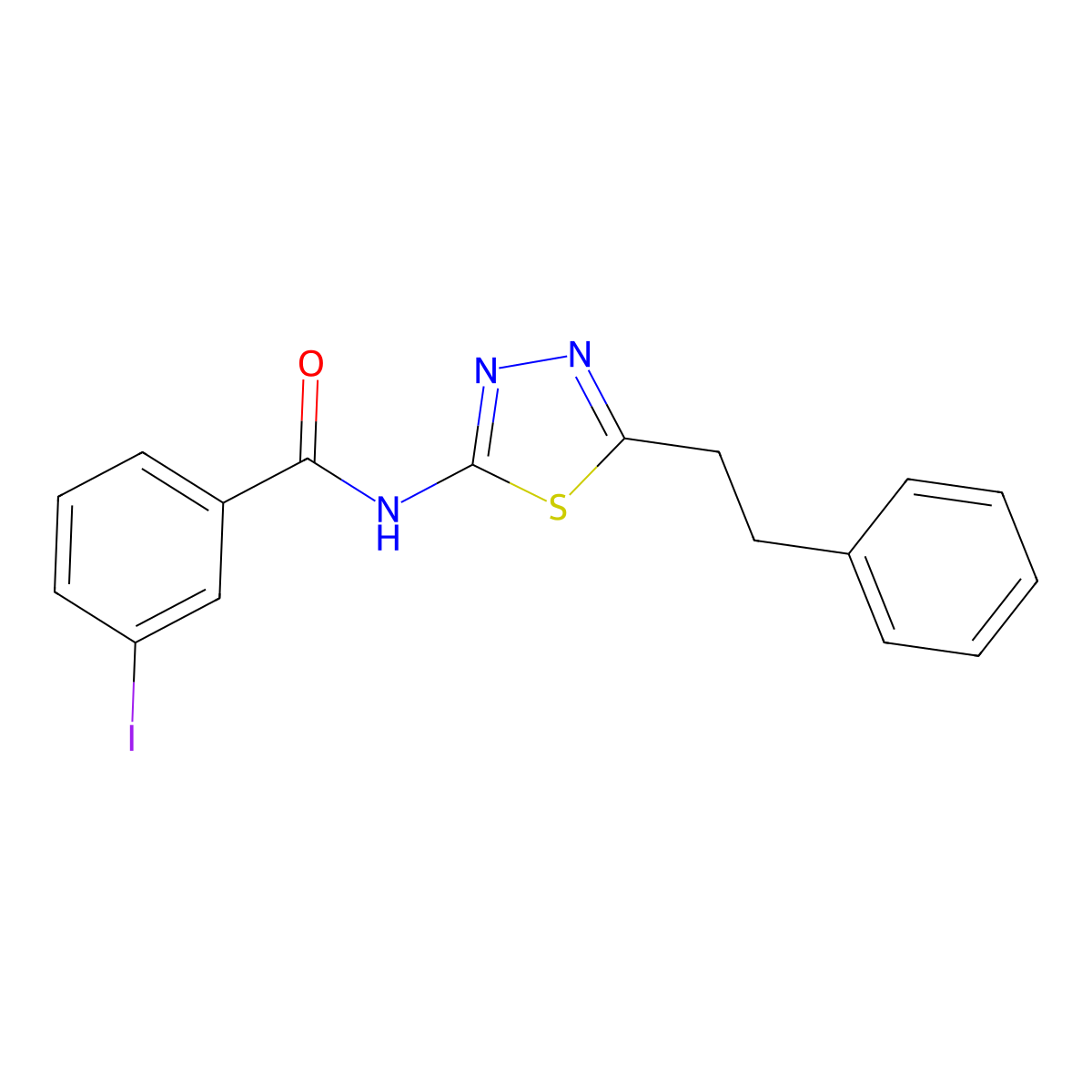 3-iodo-N-(5-phenethyl-1,3,4-thiadiazol-2-yl)benzamide molecular structure, CAS 701219-51-4