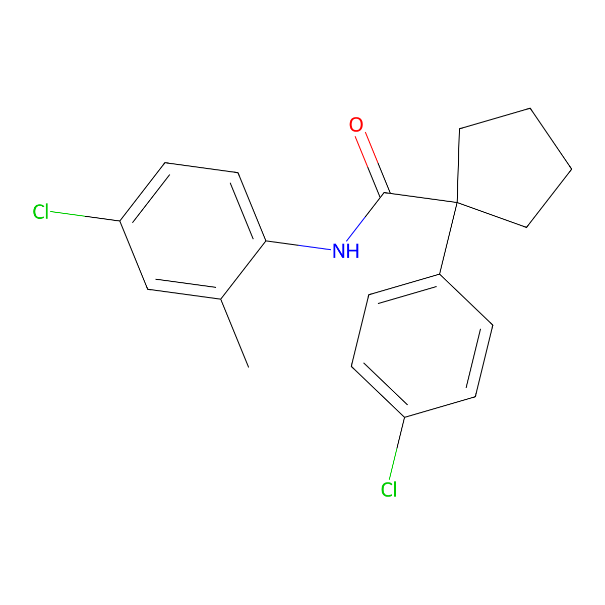 N-(4-chloro-2-methylphenyl)-1-(4-chlorophenyl)cyclopentanecarboxamide molecular structure, CAS 701219-54-7