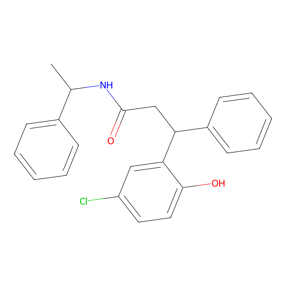3-(5-chloro-2-hydroxyphenyl)-3-phenyl-N-(1-phenylethyl)propanamide molecular structure, CAS 701219-55-8
