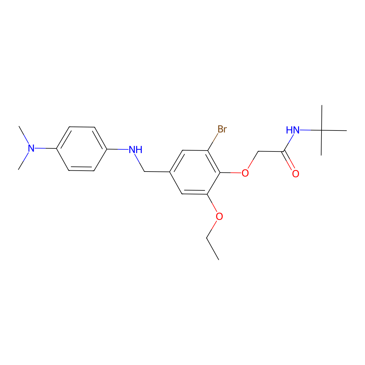 2-[2-bromo-4-({[4-(dimethylamino)phenyl]amino}methyl)-6-ethoxyphenoxy]-N-(tert-butyl)acetamide molecular structure, CAS 701219-62-7