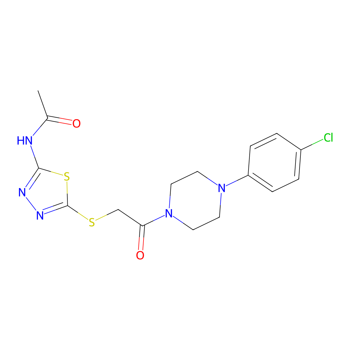 N-[5-({2-[4-(4-chlorophenyl)piperazin-1-yl]-2-oxoethyl}sulfanyl)-1,3,4-thiadiazol-2-yl]acetamide molecular structure, CAS 701219-93-4