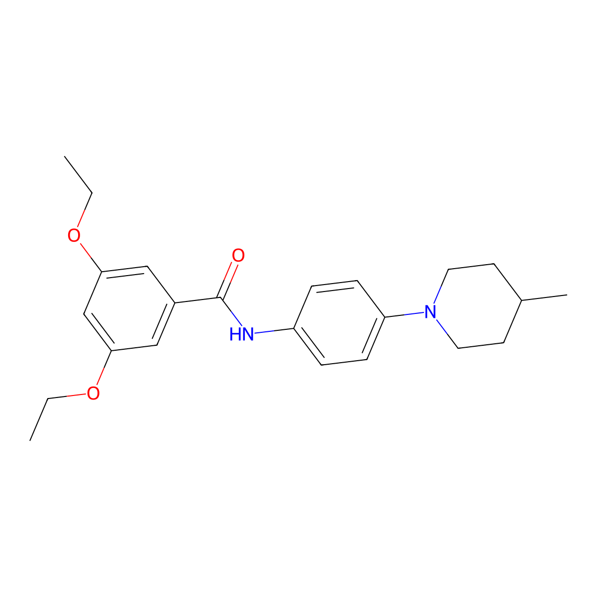 3,5-diethoxy-N-[4-(4-methylpiperidin-1-yl)phenyl]benzamide molecular structure, CAS 701220-03-3