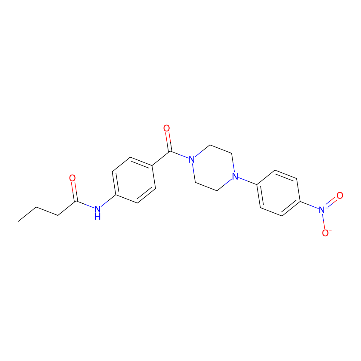 N-[4-[4-(4-nitrophenyl)piperazine-1-carbonyl]phenyl]butanamide molecular structure, CAS 701220-11-3