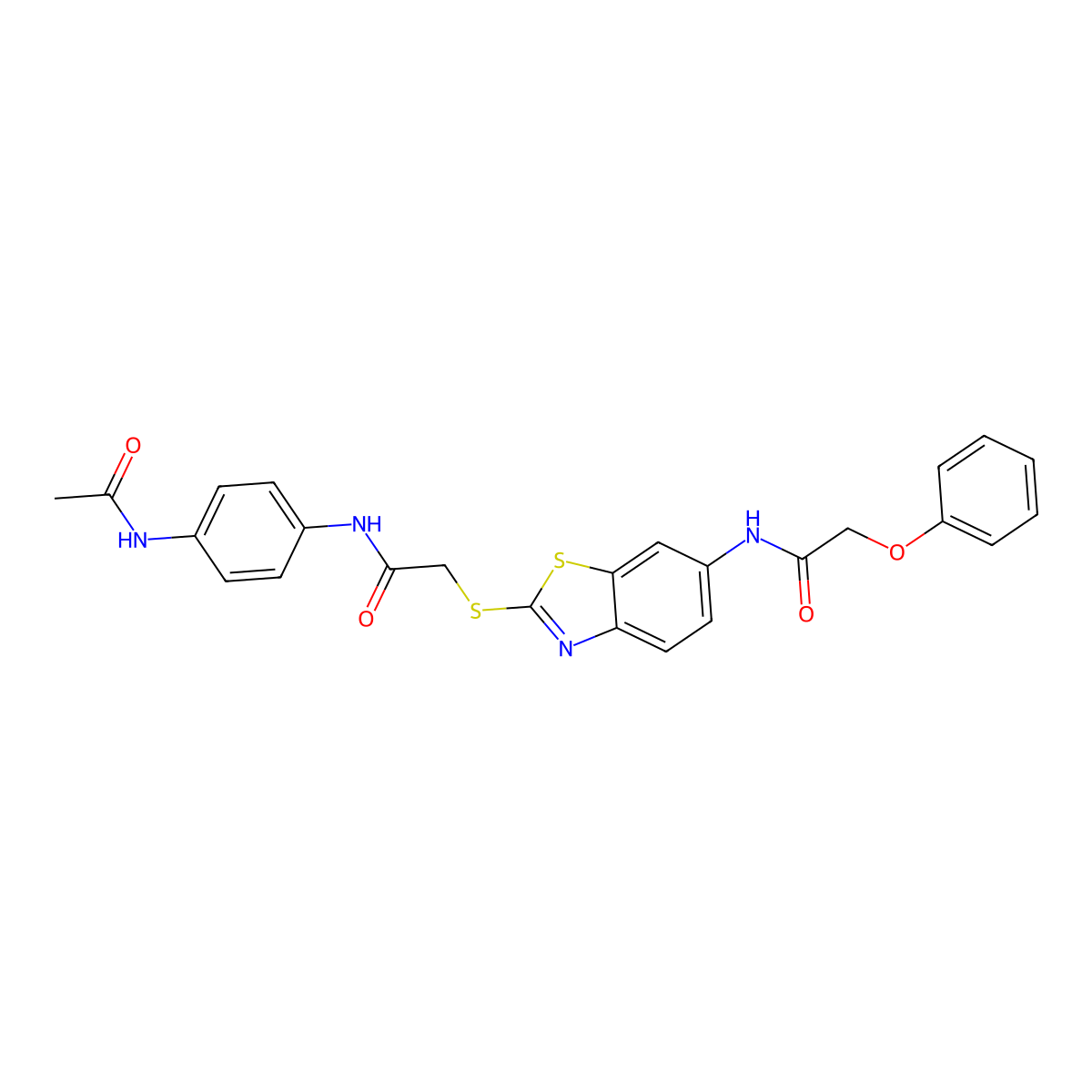 N-[2-[2-(4-acetamidoanilino)-2-oxoethyl]sulfanyl-1,3-benzothiazol-6-yl]-2-phenoxyacetamide molecular structure, CAS 701220-13-5