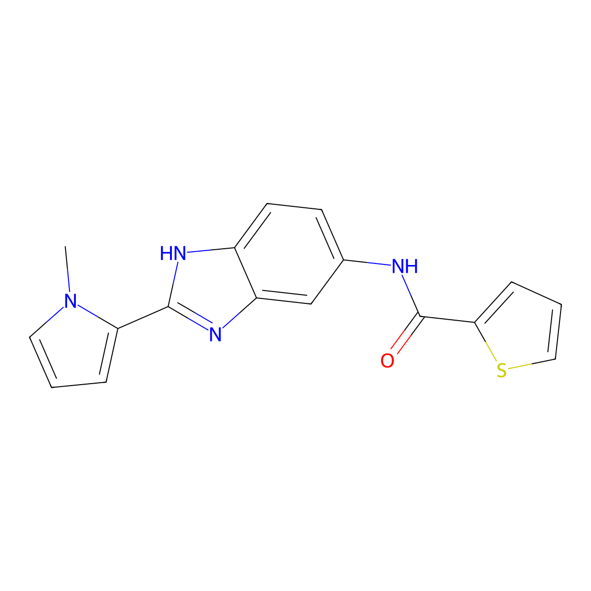 N-[2-(1-methylpyrrol-2-yl)-3H-benzimidazol-5-yl]thiophene-2-carboxamide molecular structure, CAS 701220-29-3
