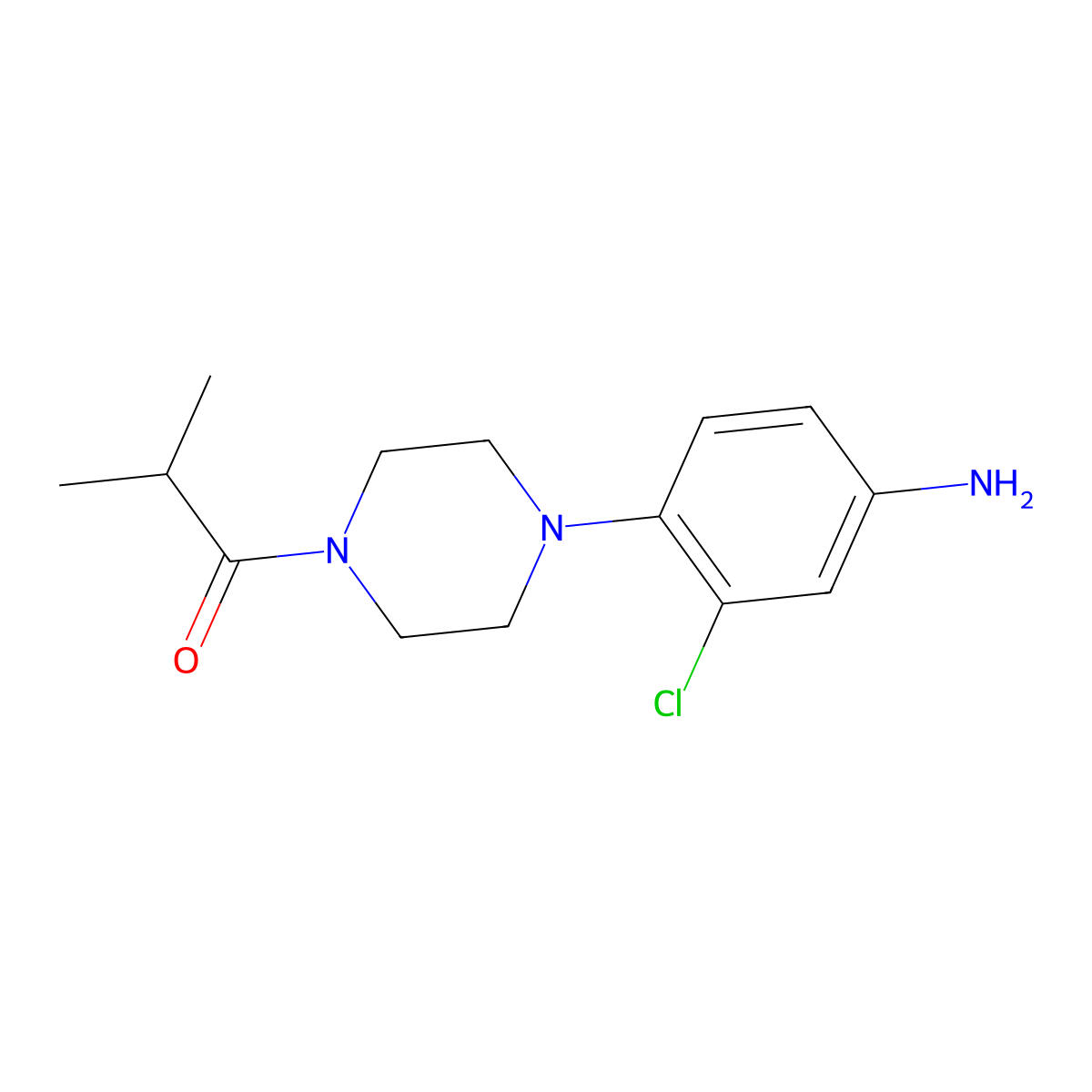 1-(4-(4-Amino-2-chlorophenyl)piperazin-1-yl)-2-methylpropan-1-one molecular structure, CAS 701220-40-8
