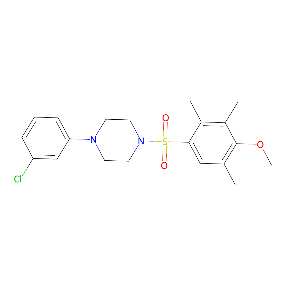 1-(3-Chlorophenyl)-4-(4-methoxy-2,3,5-trimethylbenzenesulfonyl)piperazine molecular structure, CAS 701220-47-5