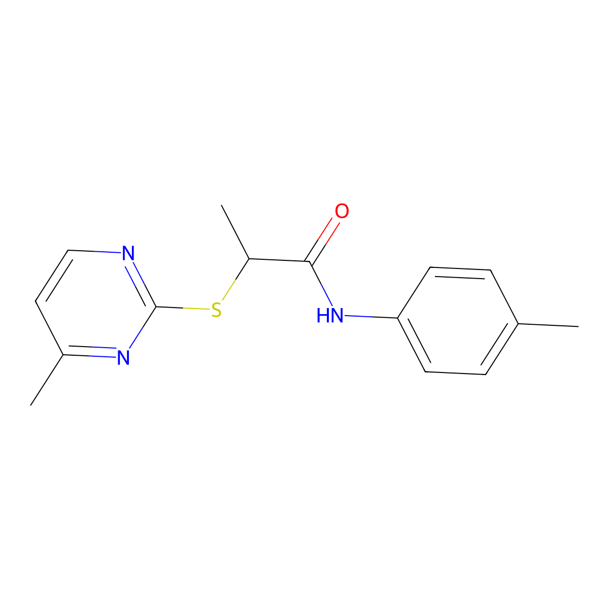 N-(4-methylphenyl)-2-(4-methylpyrimidin-2-yl)sulfanylpropanamide molecular structure, CAS 701220-74-8