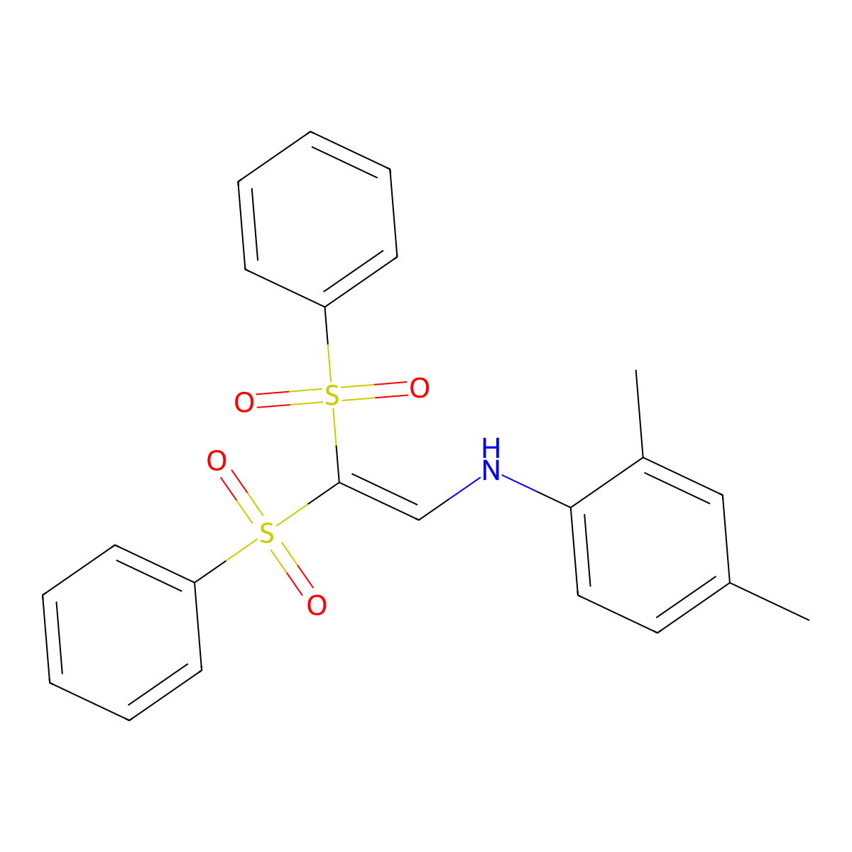 N-[2,2-bis(benzenesulfonyl)ethenyl]-2,4-dimethylaniline molecular structure, CAS 701220-98-6