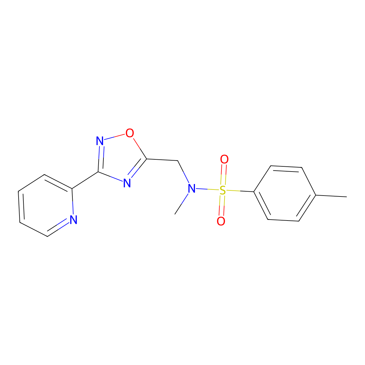 N,4-dimethyl-N-[(3-pyridin-2-yl-1,2,4-oxadiazol-5-yl)methyl]benzenesulfonamide molecular structure, CAS 701221-22-9