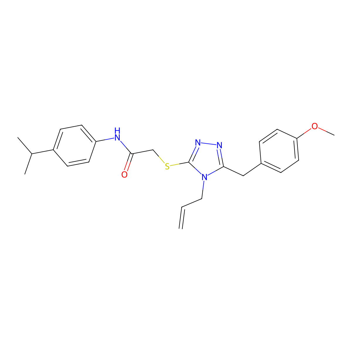 2-[[5-[(4-methoxyphenyl)methyl]-4-prop-2-enyl-1,2,4-triazol-3-yl]sulfanyl]-N-(4-propan-2-ylphenyl)acetamide molecular structure, CAS 701221-36-5
