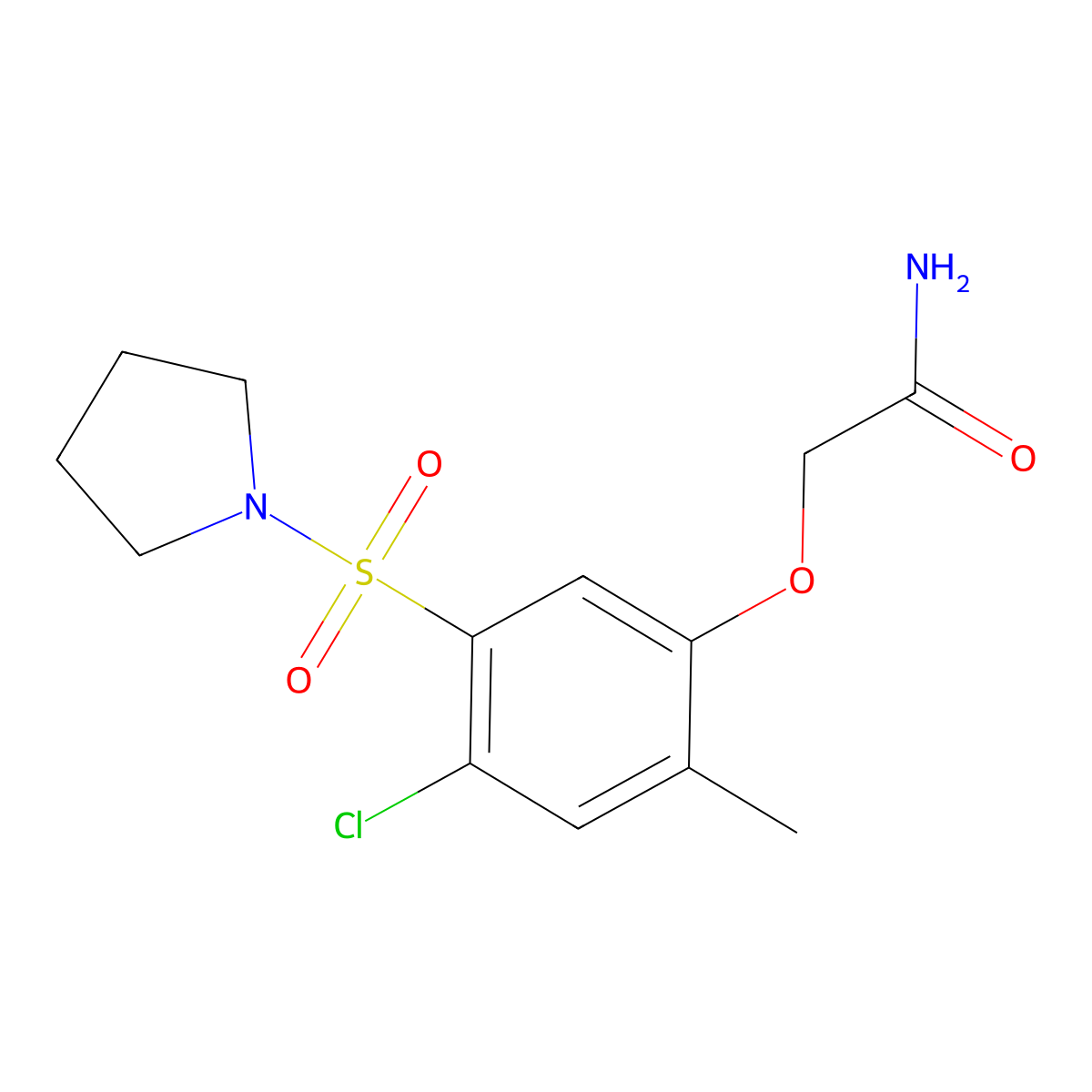 2-(4-Chloro-2-methyl-5-pyrrolidin-1-ylsulfonylphenoxy)acetamide molecular structure, CAS 701221-38-7