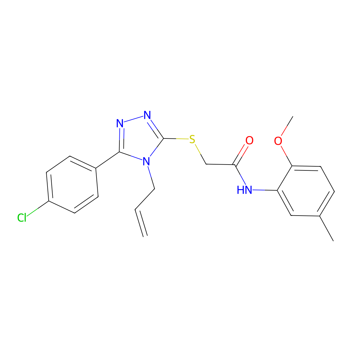 2-{[5-(4-chlorophenyl)-4-(prop-2-en-1-yl)-4H-1,2,4-triazol-3-yl]sulfanyl}-N-(2-methoxy-5-methylphenyl)acetamide molecular structure, CAS 701221-43-4