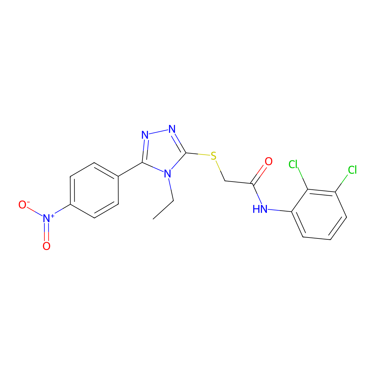 N-(2,3-dichlorophenyl)-2-[[4-ethyl-5-(4-nitrophenyl)-1,2,4-triazol-3-yl]sulfanyl]acetamide molecular structure, CAS 701221-53-6