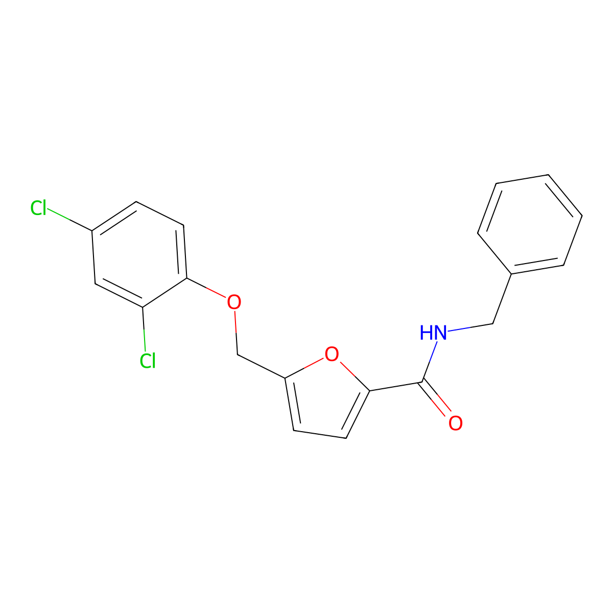 N-benzyl-5-[(2,4-dichlorophenoxy)methyl]furan-2-carboxamide molecular structure, CAS 701221-60-5