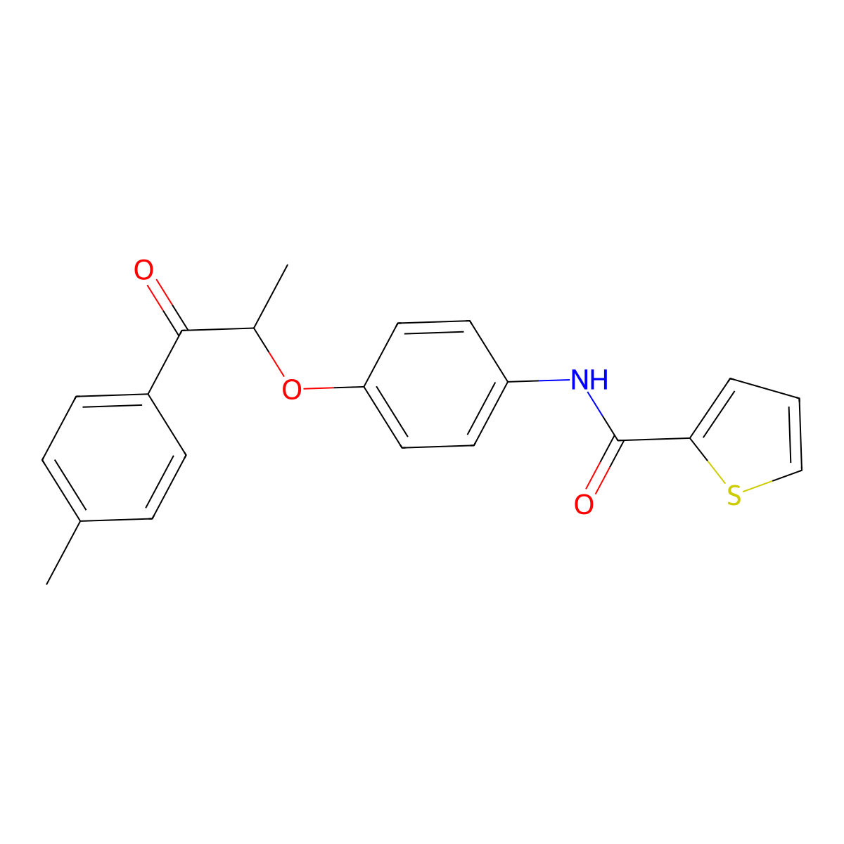 N-[4-[1-(4-methylphenyl)-1-oxopropan-2-yl]oxyphenyl]thiophene-2-carboxamide molecular structure, CAS 701221-80-9