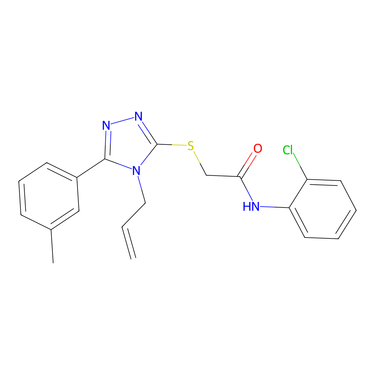 N-(2-chlorophenyl)-2-[[5-(3-methylphenyl)-4-prop-2-enyl-1,2,4-triazol-3-yl]sulfanyl]acetamide molecular structure, CAS 701221-84-3