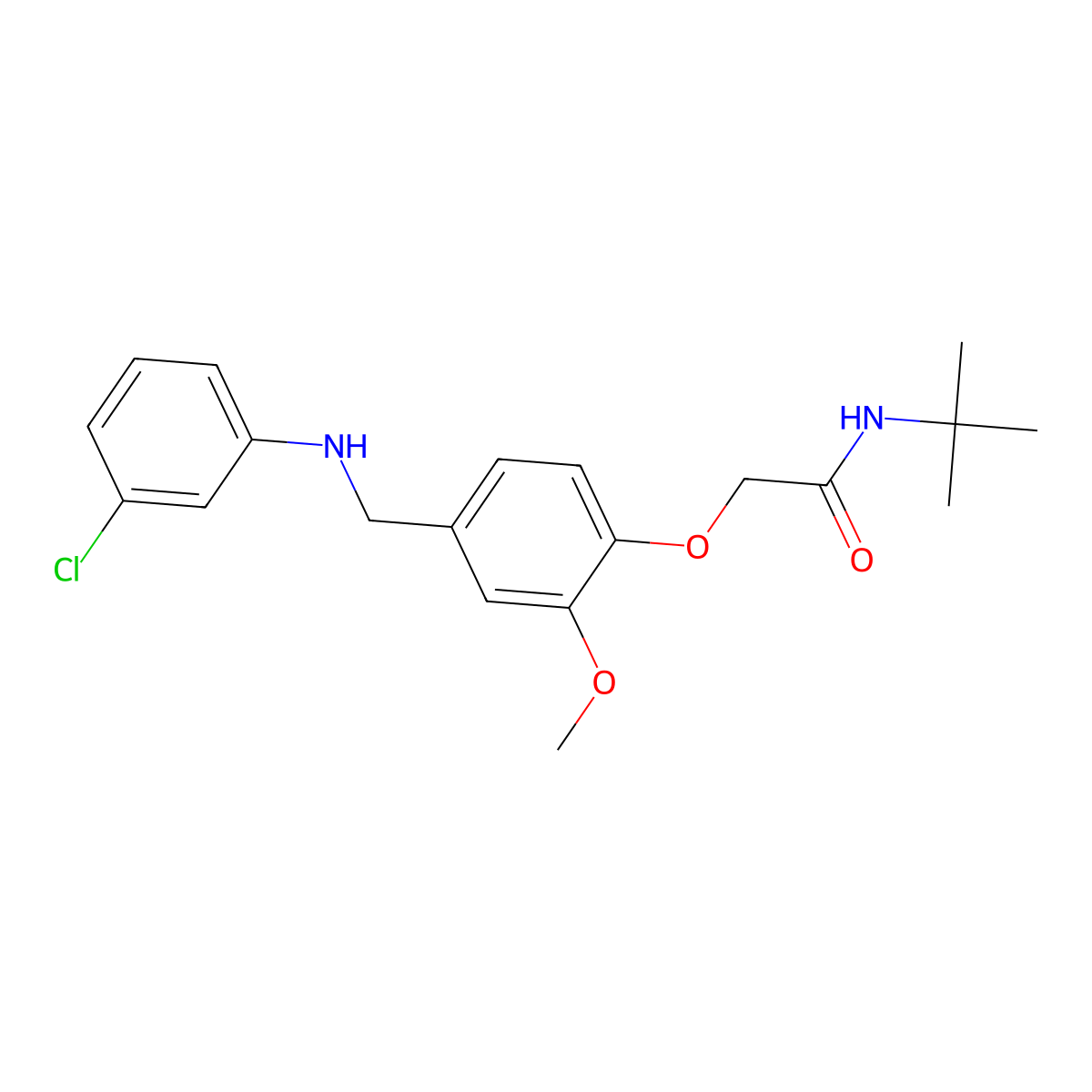 N-tert-butyl-2-[4-[(3-chloroanilino)methyl]-2-methoxyphenoxy]acetamide molecular structure, CAS 701221-85-4