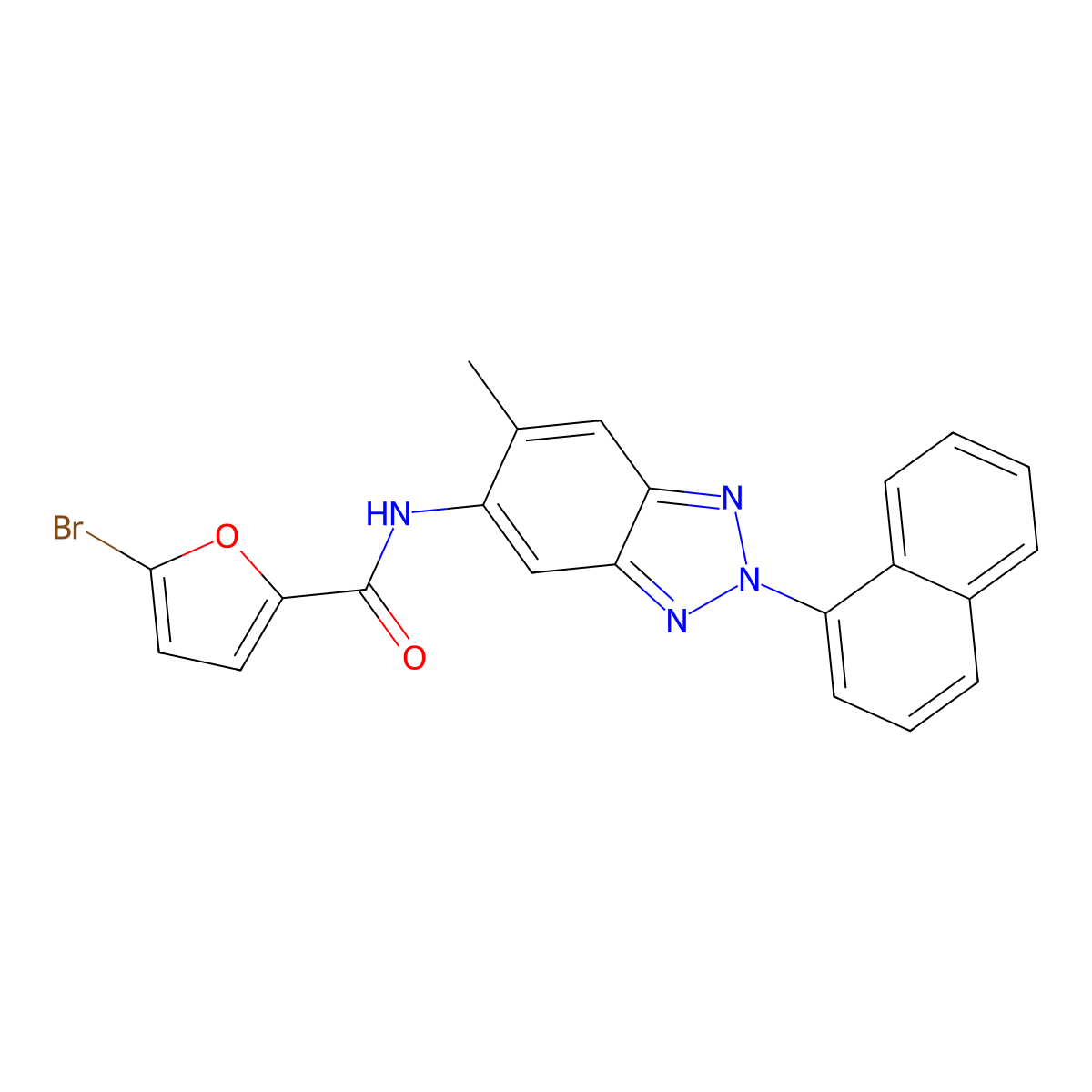 5-bromo-N-(6-methyl-2-naphthalen-1-ylbenzotriazol-5-yl)furan-2-carboxamide molecular structure, CAS 701222-17-5