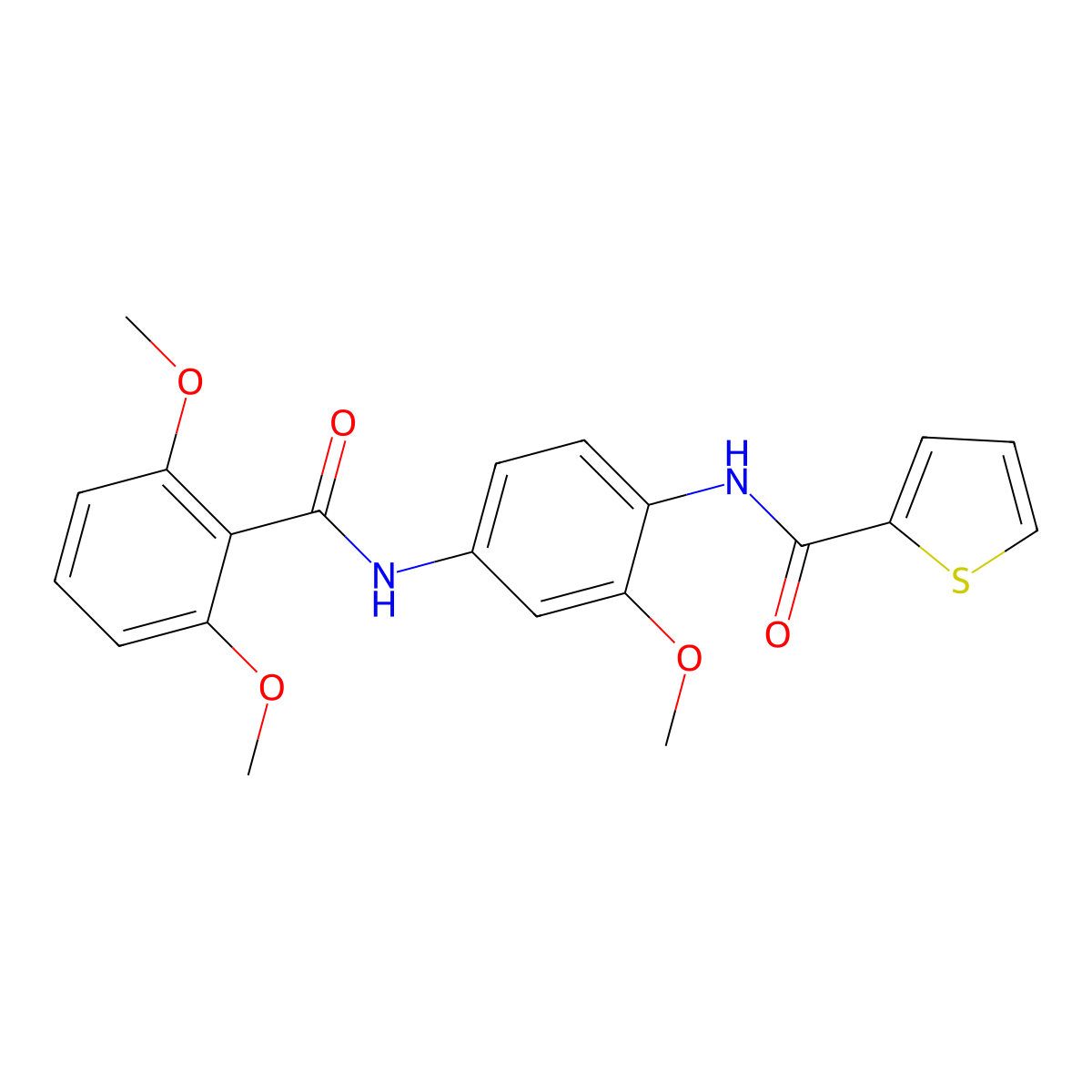 N-[4-[(2,6-dimethoxybenzoyl)amino]-2-methoxyphenyl]thiophene-2-carboxamide molecular structure, CAS 701222-22-2