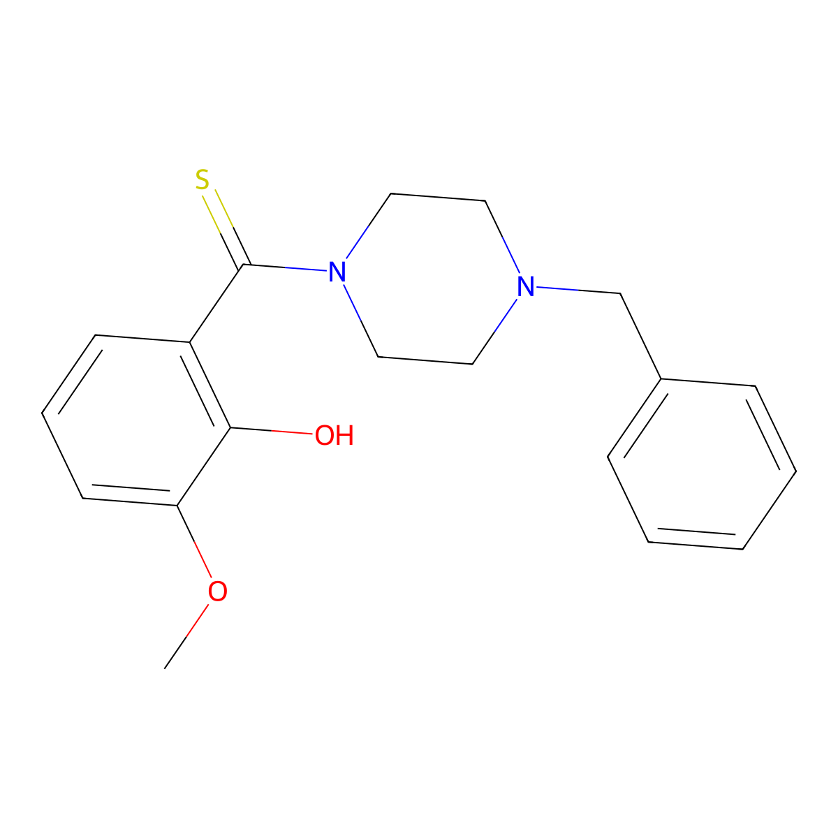 (4-Benzylpiperazin-1-yl)(2-hydroxy-3-methoxyphenyl)methanethione molecular structure, CAS 701222-75-5
