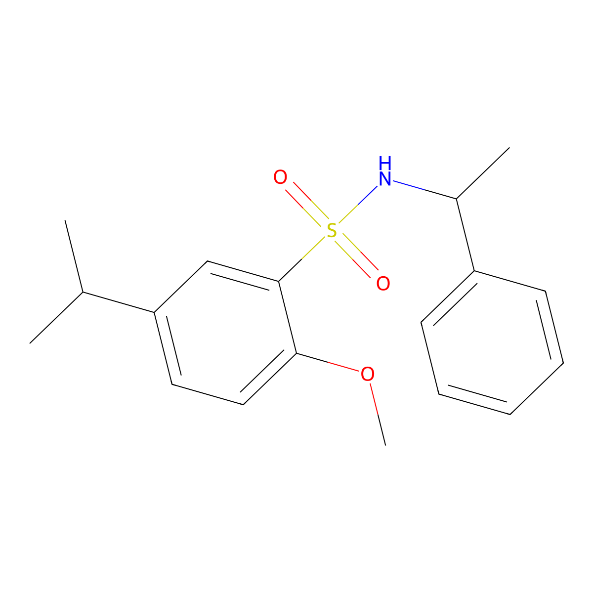 5-isopropyl-2-methoxy-N-(1-phenylethyl)benzenesulfonamide molecular structure, CAS 701222-76-6