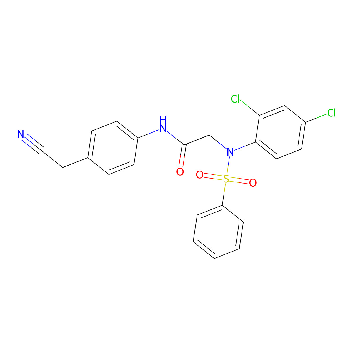 2-[N-(benzenesulfonyl)-2,4-dichloroanilino]-N-[4-(cyanomethyl)phenyl]acetamide molecular structure, CAS 701222-82-4