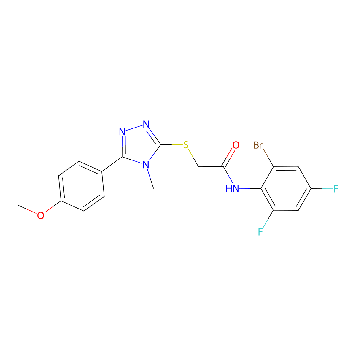 N-(2-bromo-4,6-difluorophenyl)-2-{[5-(4-methoxyphenyl)-4-methyl-4H-1,2,4-triazol-3-yl]sulfanyl}acetamide molecular structure, CAS 701222-92-6