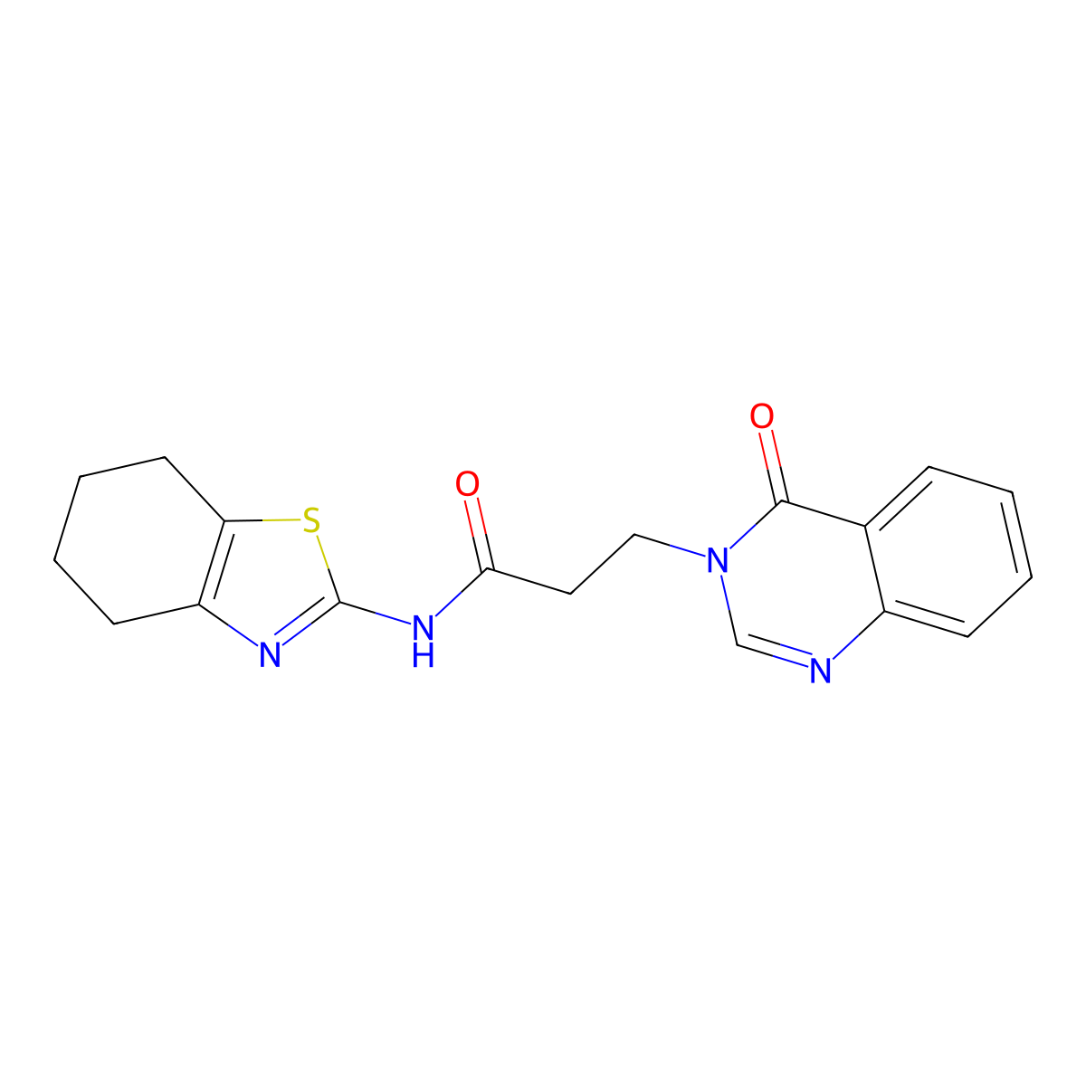 3-(4-oxoquinazolin-3-yl)-N-(4,5,6,7-tetrahydro-1,3-benzothiazol-2-yl)propanamide molecular structure, CAS 701223-09-8