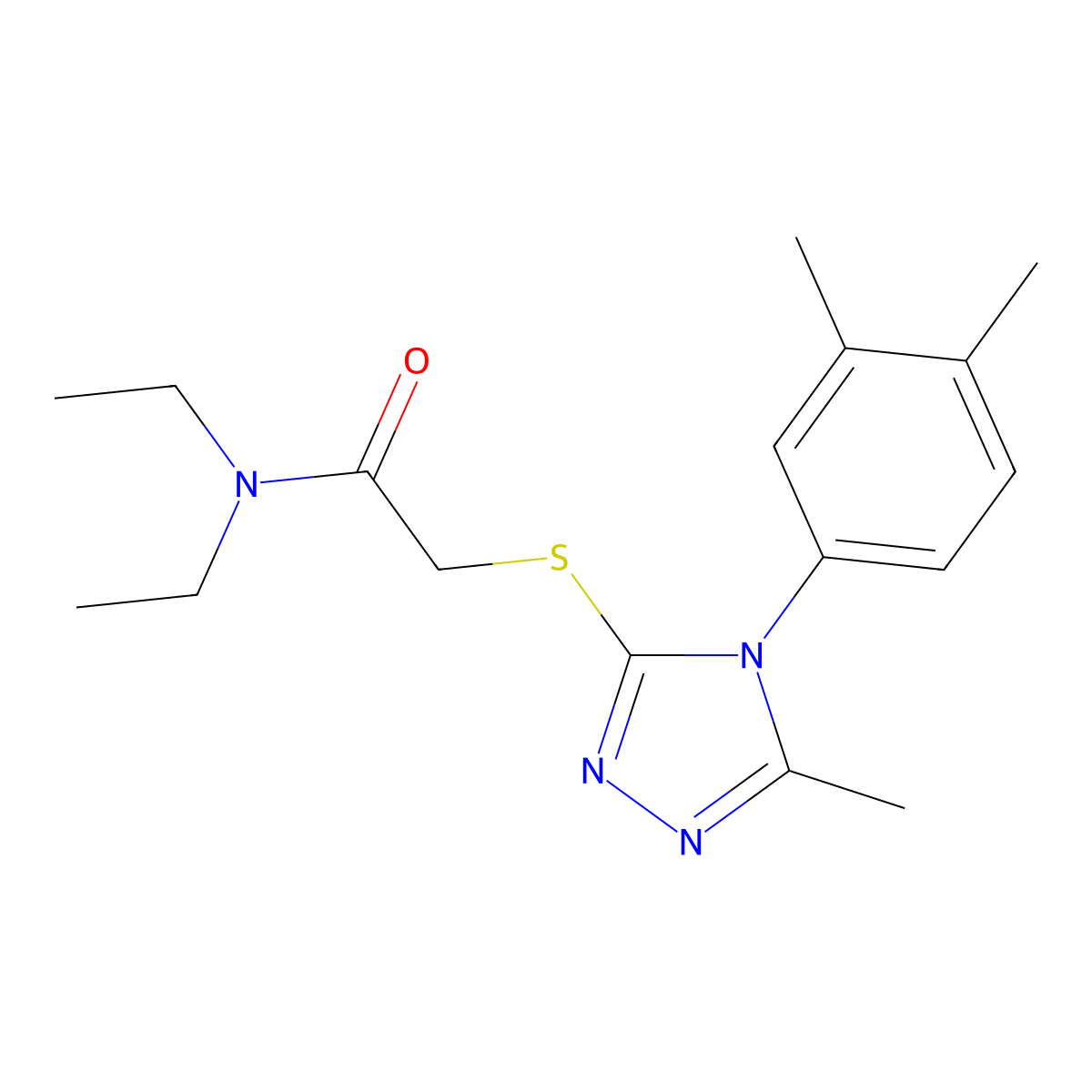 2-[[4-(3,4-dimethylphenyl)-5-methyl-1,2,4-triazol-3-yl]sulfanyl]-N,N-diethylacetamide molecular structure, CAS 701223-21-4