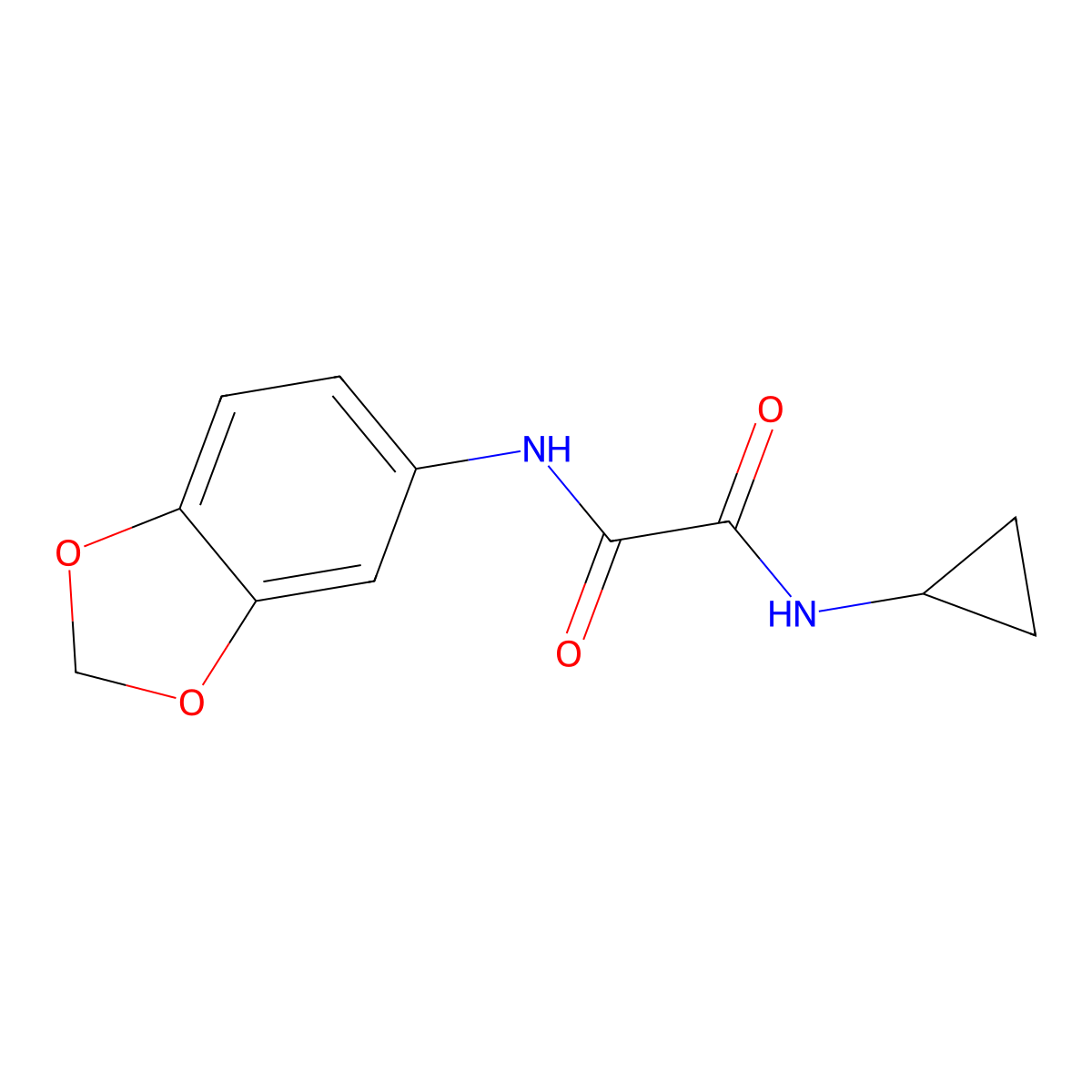N1-(benzo[d][1,3]dioxol-5-yl)-N2-cyclopropyloxalamide molecular structure, CAS 701223-32-7