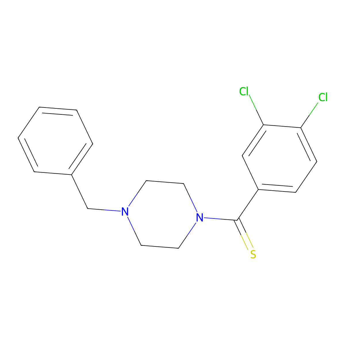 (4-Benzylpiperazin-1-yl)-(3,4-dichlorophenyl)methanethione molecular structure, CAS 701223-37-2