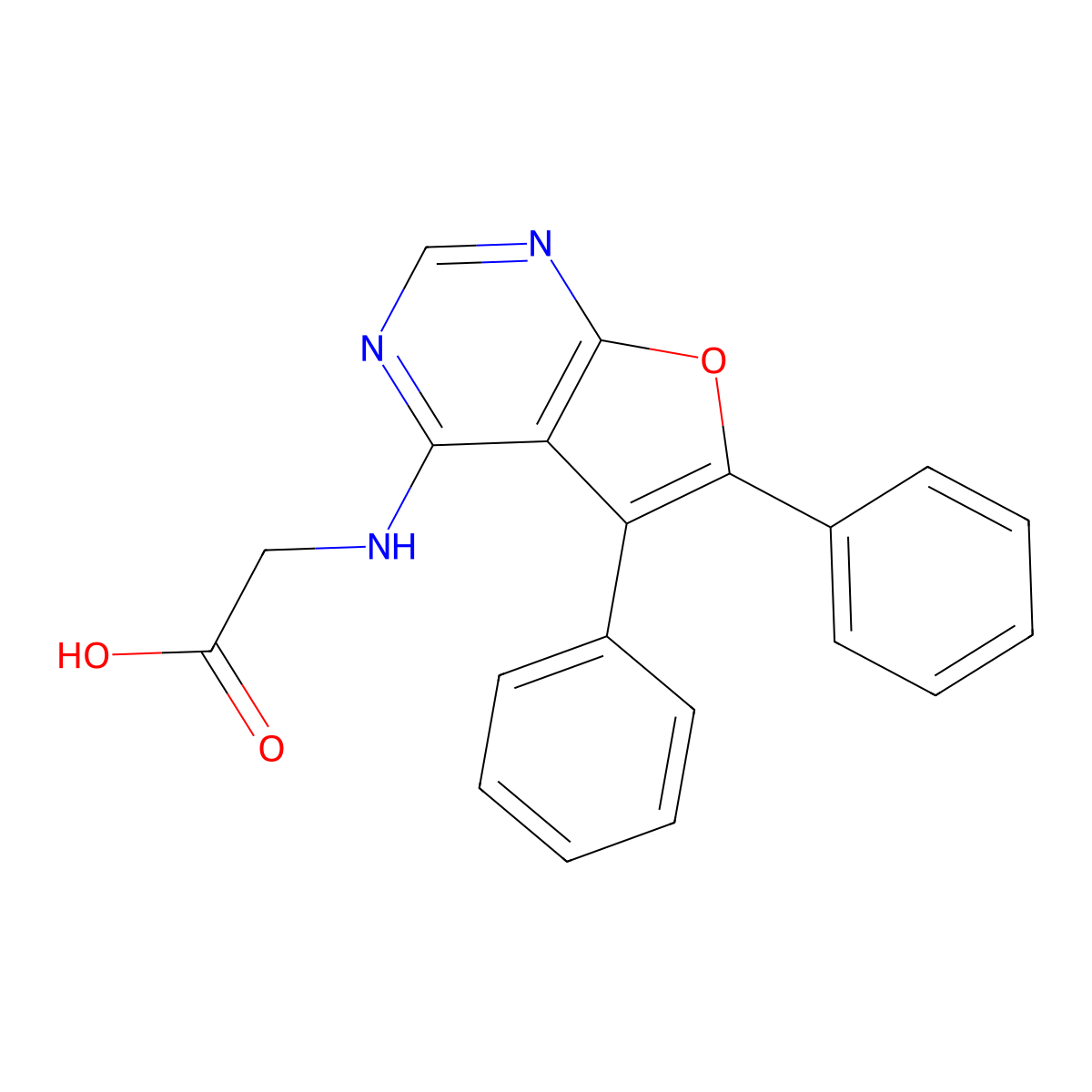 N-(5,6-Diphenylfuro[2,3-D]pyrimidin-4-YL)glycine molecular structure, CAS 701223-63-4