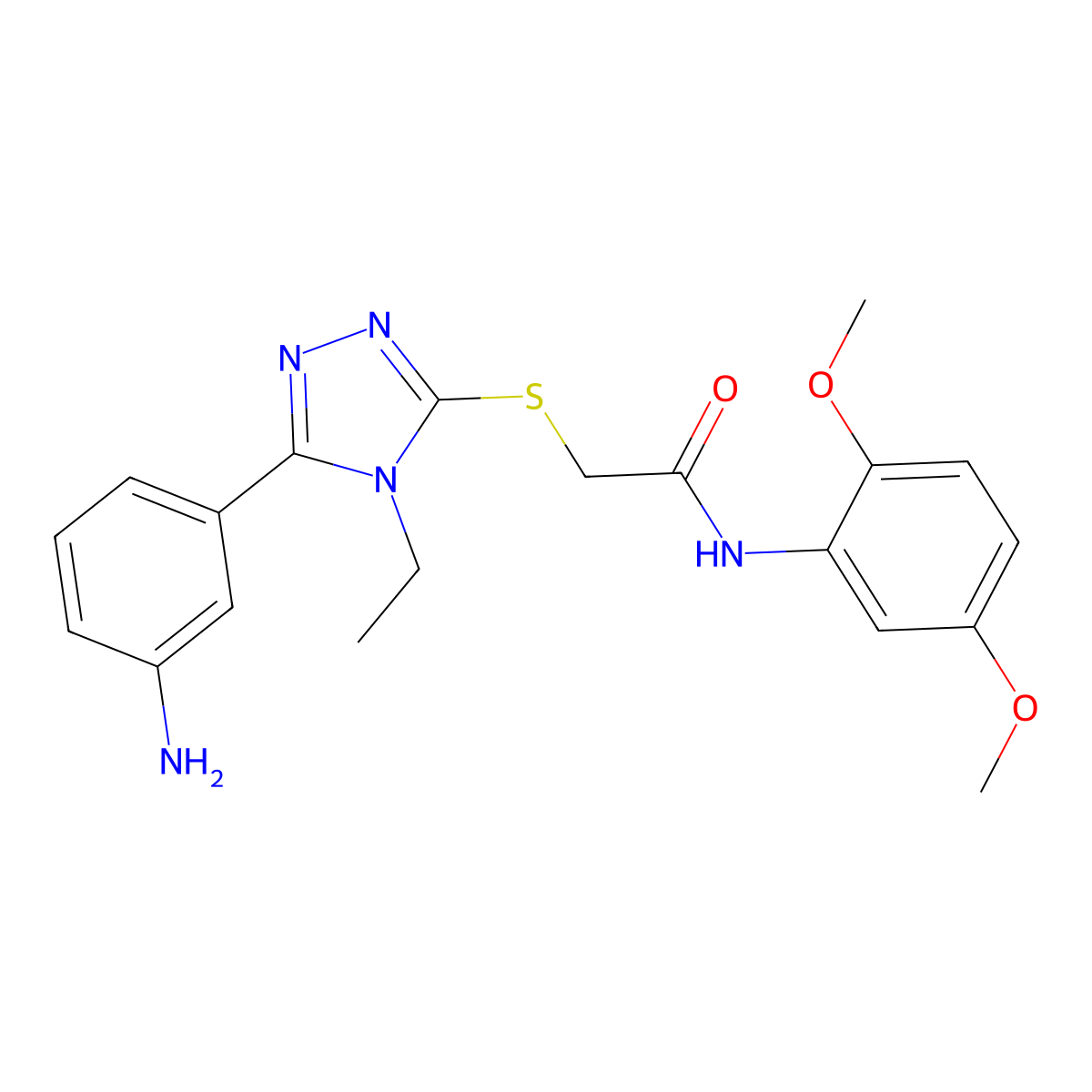 2-[[5-(3-aminophenyl)-4-ethyl-1,2,4-triazol-3-yl]sulfanyl]-N-(2,5-dimethoxyphenyl)acetamide molecular structure, CAS 701223-76-9