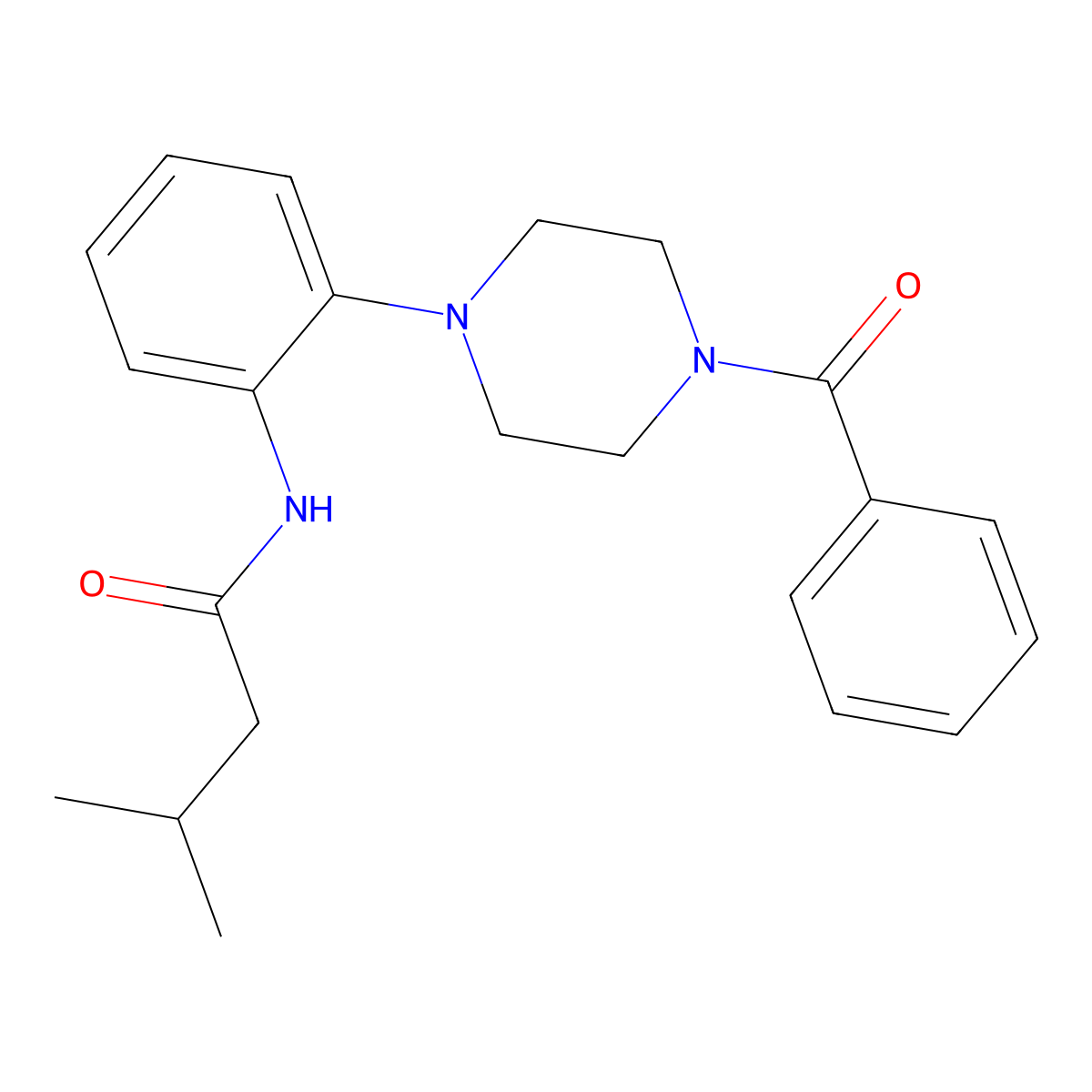 N-[2-(4-benzoylpiperazin-1-yl)phenyl]-3-methylbutanamide molecular structure, CAS 701223-81-6